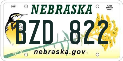 NE license plate BZD822