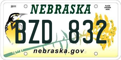 NE license plate BZD832