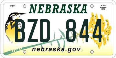 NE license plate BZD844