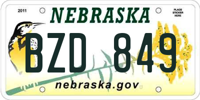 NE license plate BZD849