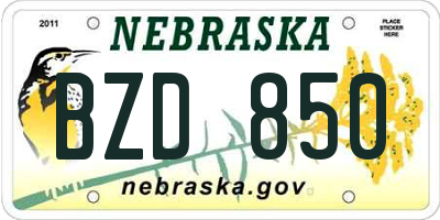 NE license plate BZD850