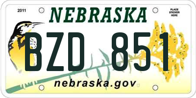 NE license plate BZD851