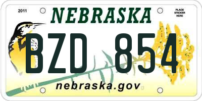 NE license plate BZD854