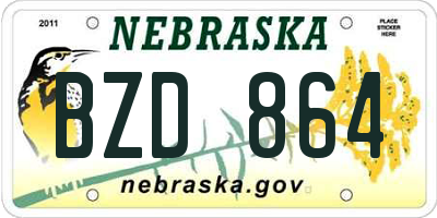 NE license plate BZD864