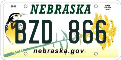 NE license plate BZD866