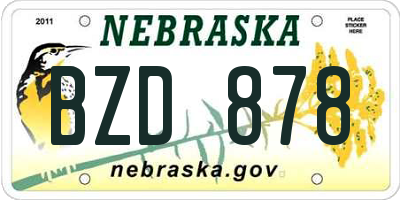 NE license plate BZD878
