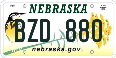 NE license plate BZD880