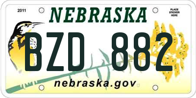 NE license plate BZD882
