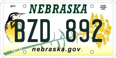 NE license plate BZD892
