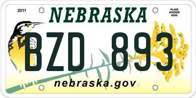 NE license plate BZD893