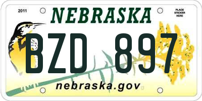 NE license plate BZD897