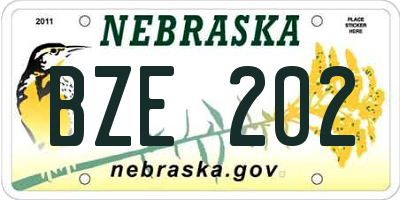 NE license plate BZE202