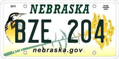 NE license plate BZE204