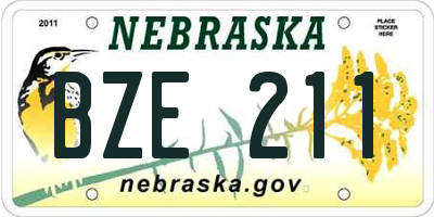 NE license plate BZE211
