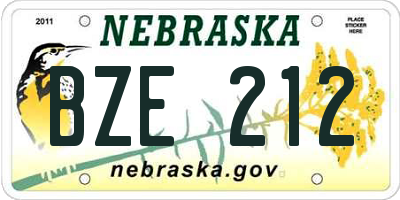 NE license plate BZE212