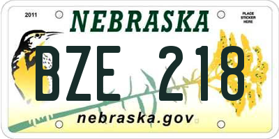 NE license plate BZE218