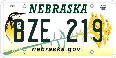 NE license plate BZE219