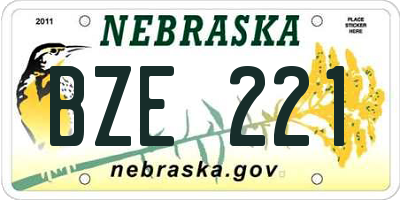 NE license plate BZE221
