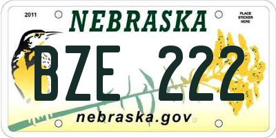 NE license plate BZE222