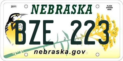 NE license plate BZE223