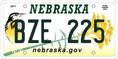 NE license plate BZE225