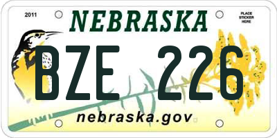 NE license plate BZE226
