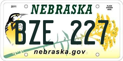 NE license plate BZE227