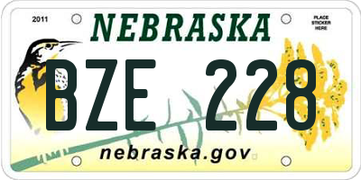 NE license plate BZE228
