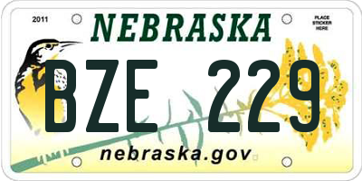 NE license plate BZE229