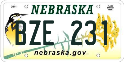 NE license plate BZE231