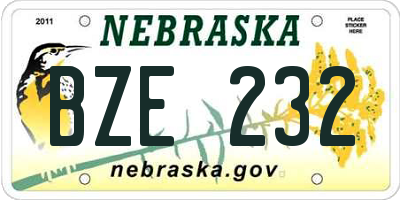 NE license plate BZE232