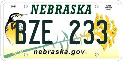 NE license plate BZE233