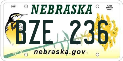 NE license plate BZE236
