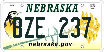 NE license plate BZE237
