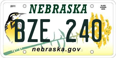 NE license plate BZE240