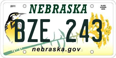 NE license plate BZE243