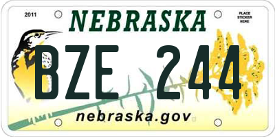 NE license plate BZE244