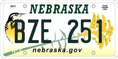 NE license plate BZE251