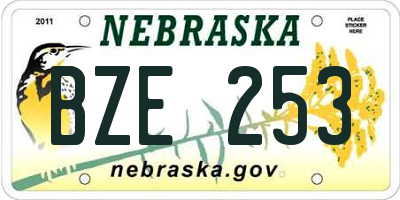 NE license plate BZE253
