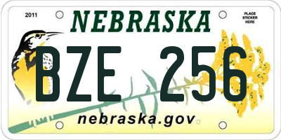 NE license plate BZE256