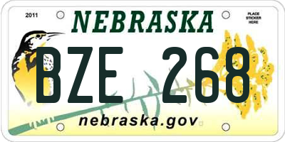 NE license plate BZE268