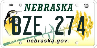 NE license plate BZE274