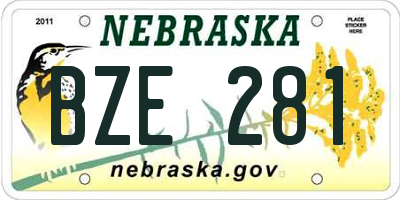 NE license plate BZE281