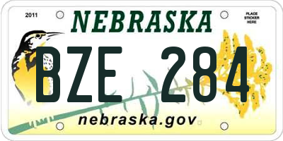 NE license plate BZE284