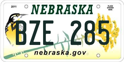 NE license plate BZE285