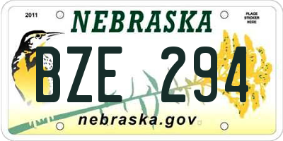 NE license plate BZE294