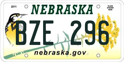 NE license plate BZE296