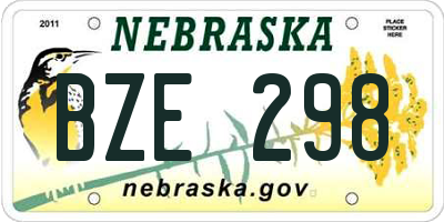 NE license plate BZE298
