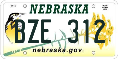 NE license plate BZE312