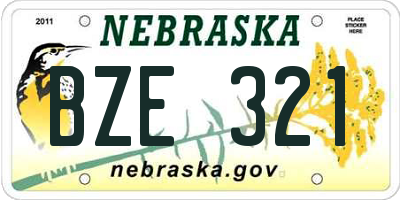 NE license plate BZE321